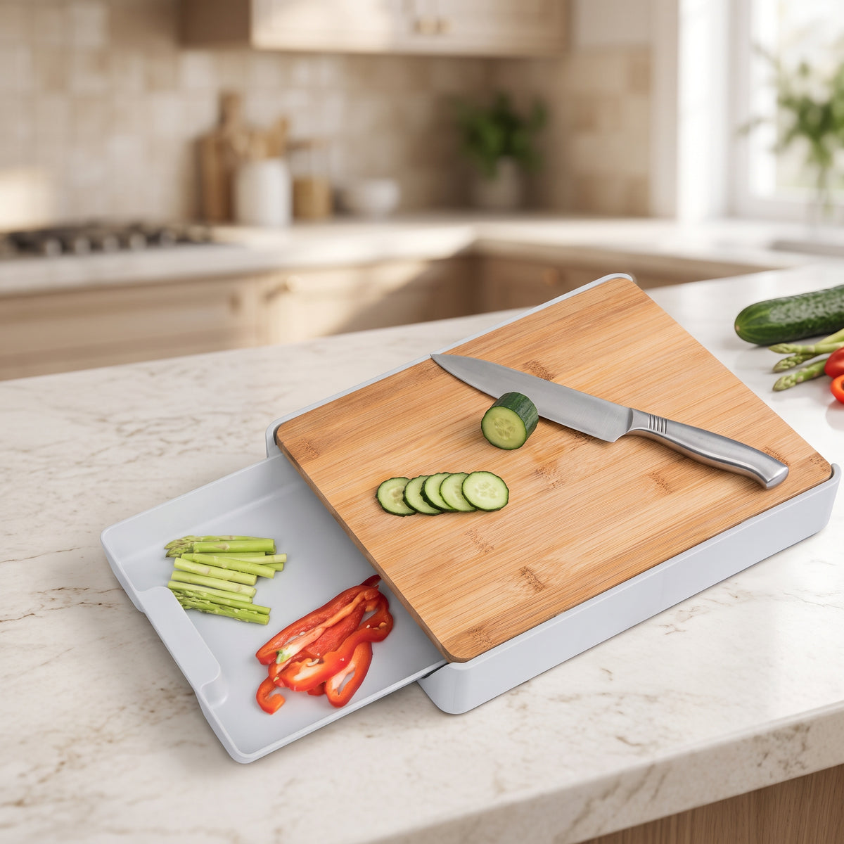 Multi-Functional Chopping Board with Storage Drawer Base