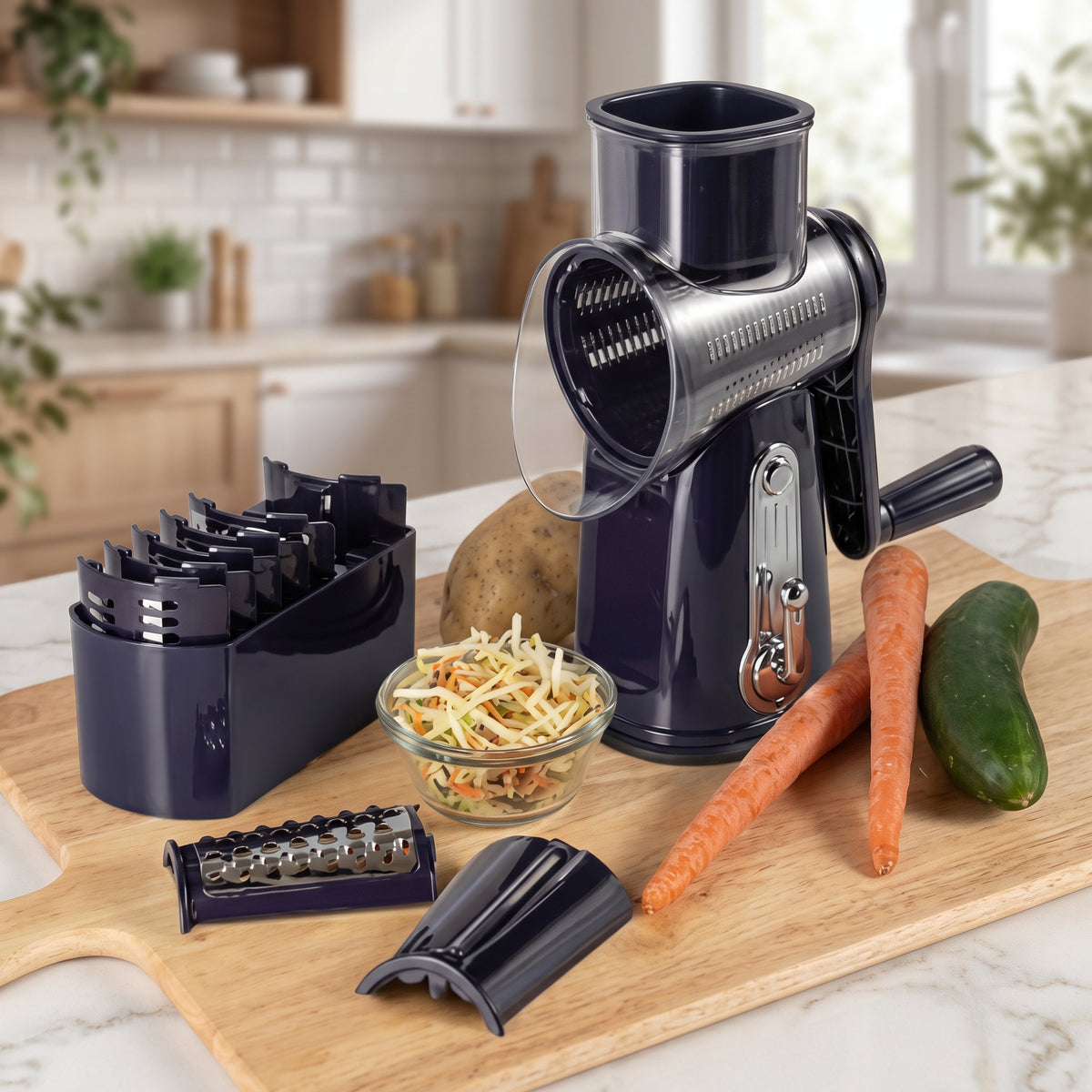 Manual Hand-Crank Kitchen Food Processor & Cheese Shredder