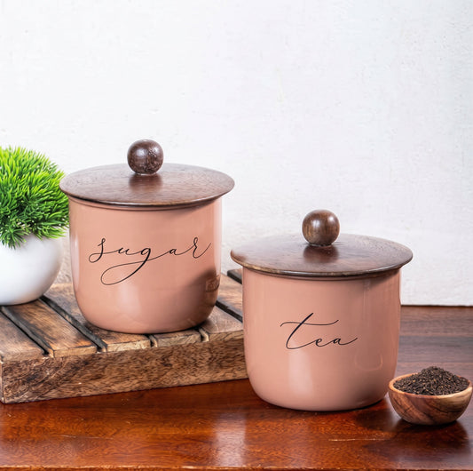 Metallure Home Metal Tea & Sugar Canister Set