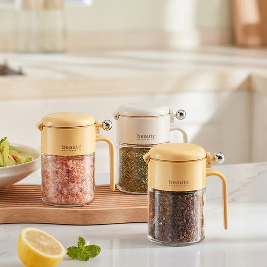 Nordic Ergonomic Glass Spice Pot with Press-Open Lid