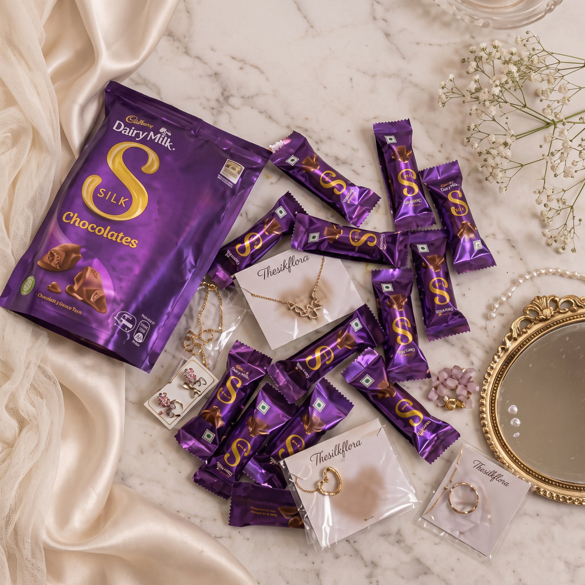 Cadbury Dairy Milk Silk Chocolate Treat with Aesthetic Jewelry Set