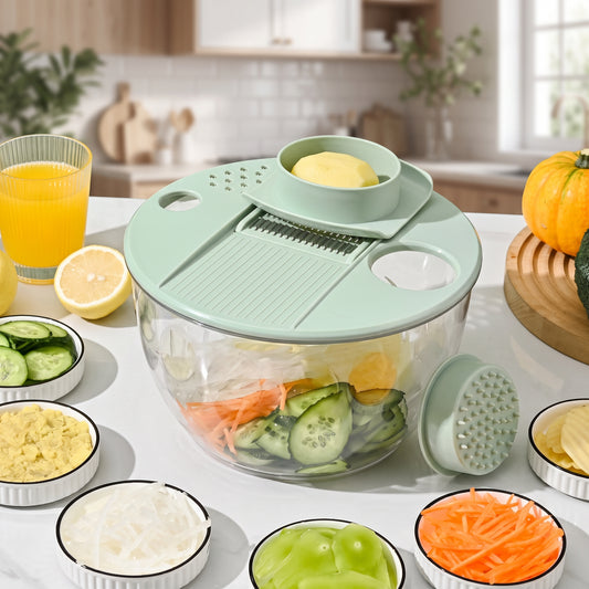Multi-Function Vegetable Slicer & Salad Prep Bowl with Integrated Egg Separator